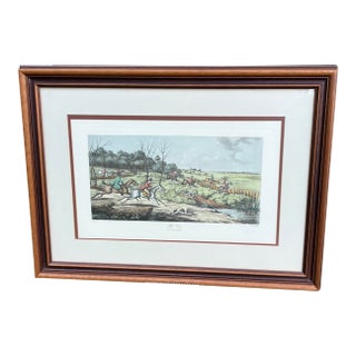 Late 20th Century Vintage Foxhunting Lithograph "Full Cry" by H. Alken Framed Equestrian Art For Sale