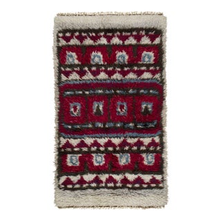 Vintage Swedish Rya Wool Rug in Red & Ivory by Rug & Kilim, 1950-1959 For Sale