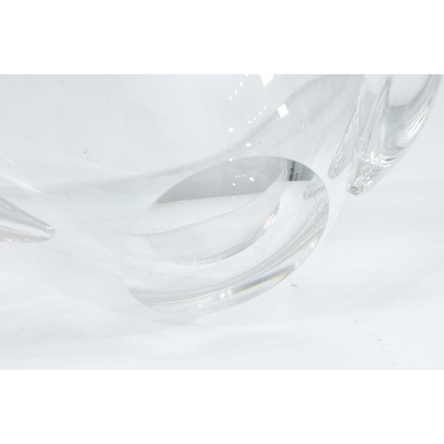 Abstract Steuben Signed Clear Crystal Glass Boat Shaped Bowl For Sale - Image 3 of 6