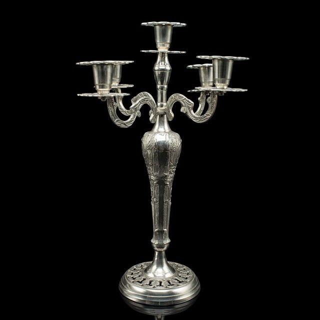 Art Deco 1940's Vintage 4 Branch Candlestick For Sale - Image 3 of 10