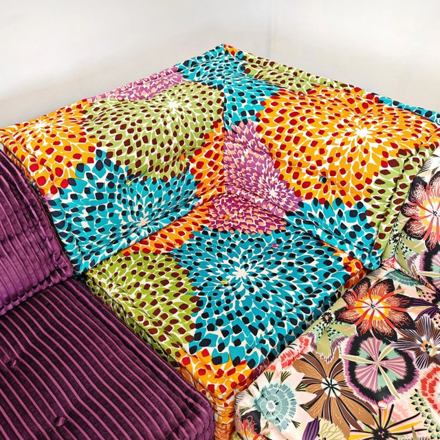 Mah Jong Modular Sofa in Satin, Velvet and Cotton by H. Hopfer for Roche Bobois feat. Missoni, 2000s. Set of 21 For Sale - Image 13 of 18