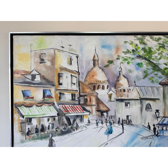 1980s 1980’s Beverly Parisian Cityscape Street Scene Oil on Canvas Painting, Wood Framed For Sale - Image 5 of 12