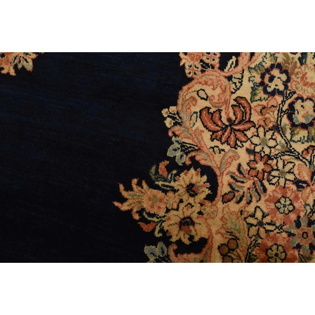 1970s Sarouk Rug 9′ X 11’9” Blue Wool Semi-Antique Traditional Hand-Knotted Carpet For Sale - Image 5 of 15