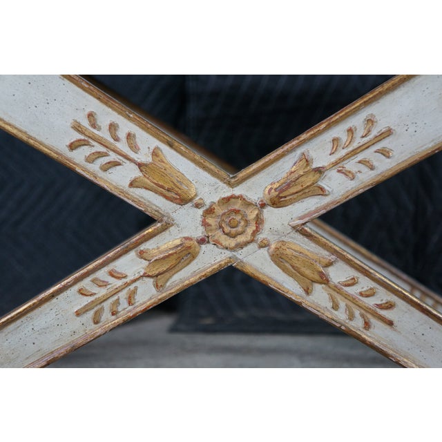 Wood Vintage Italian Neoclassical X-Form Curule Bench Stool Ottoman Attributed to Baker Furniture For Sale - Image 7 of 18