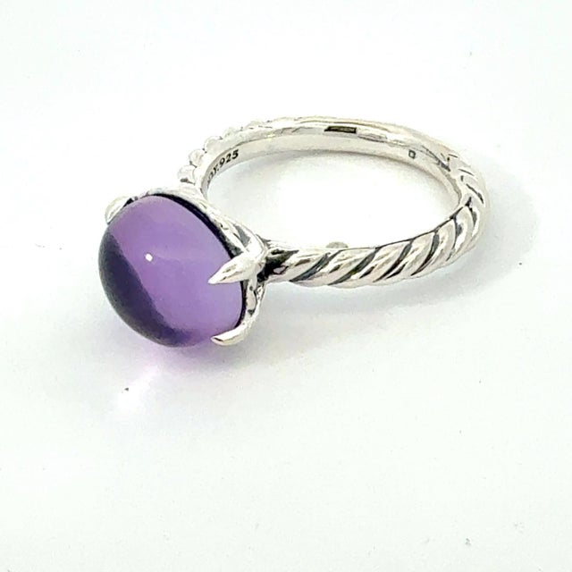 1990s David Yurman Amethyst Ring Size 7 Silver Estate For Sale - Image 4 of 5
