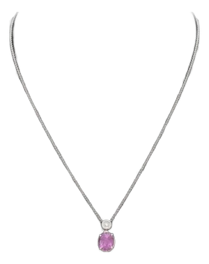 14k White Gold & Pink Tourmaline Diamond Necklace