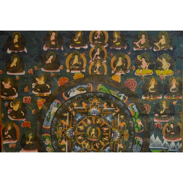 Textile Nepalese Thangka, Early 20th Century, Gouache on Cotton For Sale - Image 7 of 9