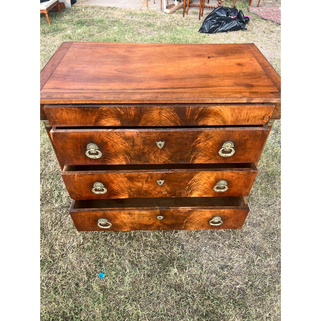 French 19th Century Empire Flame Mahogany Chest of Drawers For Sale - Image 6 of 12