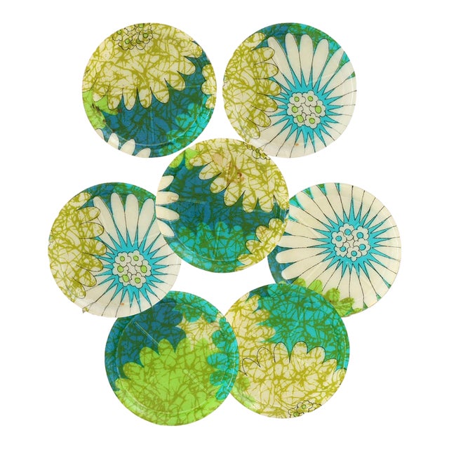 1960s Fiberglass Drink Coasters, Set of 7 For Sale