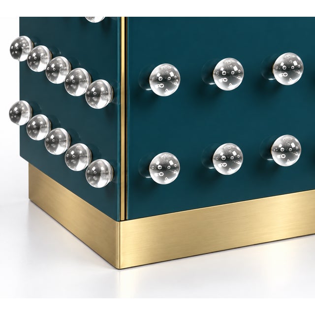 Not Yet Made - Made To Order Petrol Blue Murano Glass 90-Sphere Cabinet on Brass Plinth from Justfurnituress SRL For Sale - Image 5 of 9