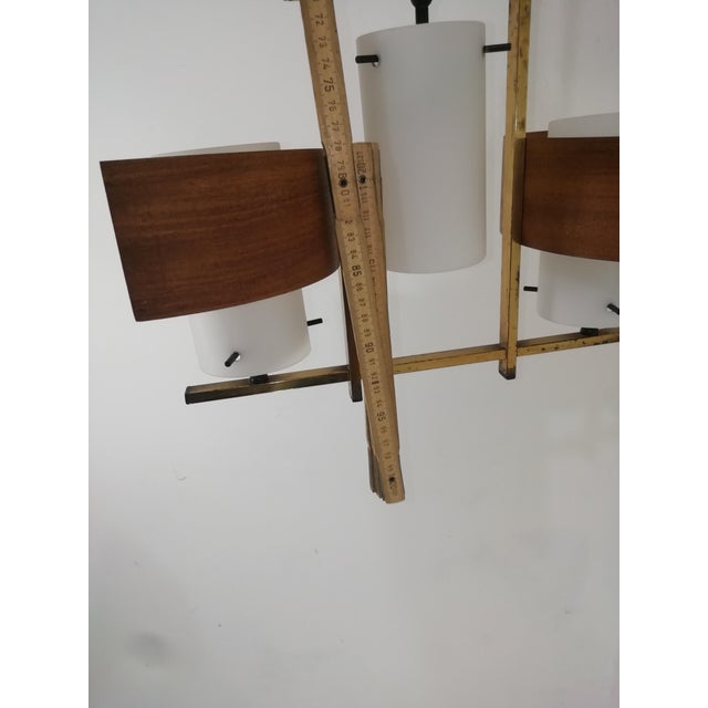 1950s Vintage Italian Brass and Glass Chandelier, 1950s For Sale - Image 5 of 10