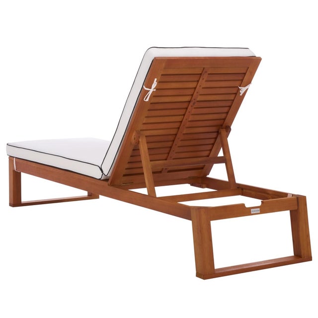 Sophie Chaise Lounge, Natural/Beige Cushion Black Piping For Sale - Image 11 of 11