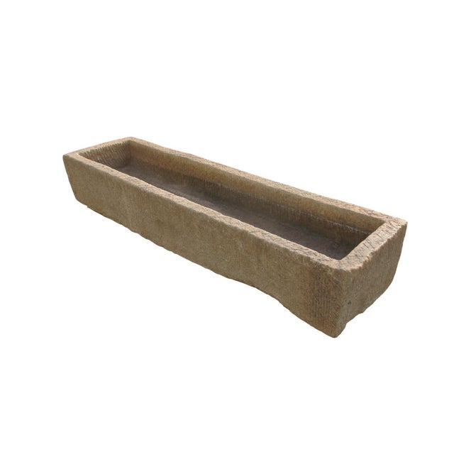 87" Inch Long Hand Chiseled Stone Trough 66 For Sale In Greensboro - Image 6 of 11