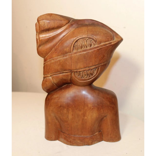 1940s Carved Balinese Indonesian Bali Nude Lady Bust Wood Carving Sculpture For Sale - Image 9 of 12