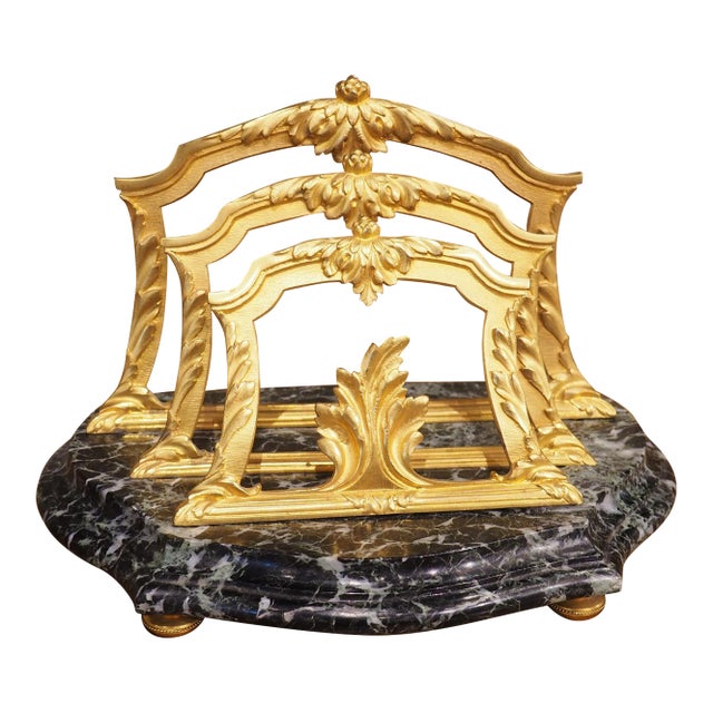 A Small French Louis XV Style Carved Marble and Gilt Bronze Letter Carrier, 20th C. For Sale