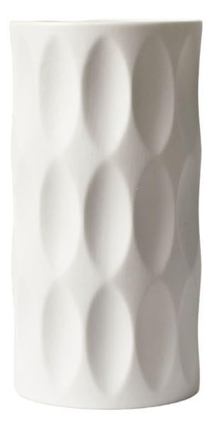 Op-Art White Bisque Porcelain Vase by Heinrich Fuchs for Hutschenreuther, 1970s