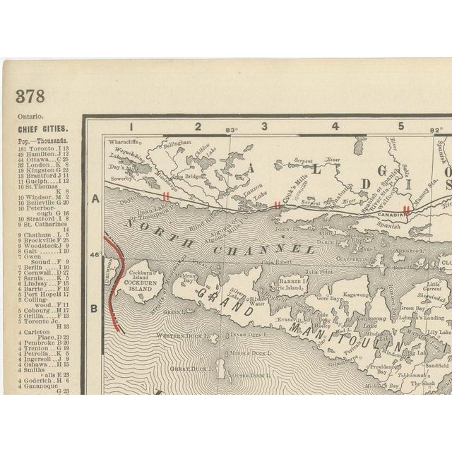 Antique Map of Ontario with Toronto and Ottawa Insets by Ran McNally, 1899 For Sale - Image 6 of 12