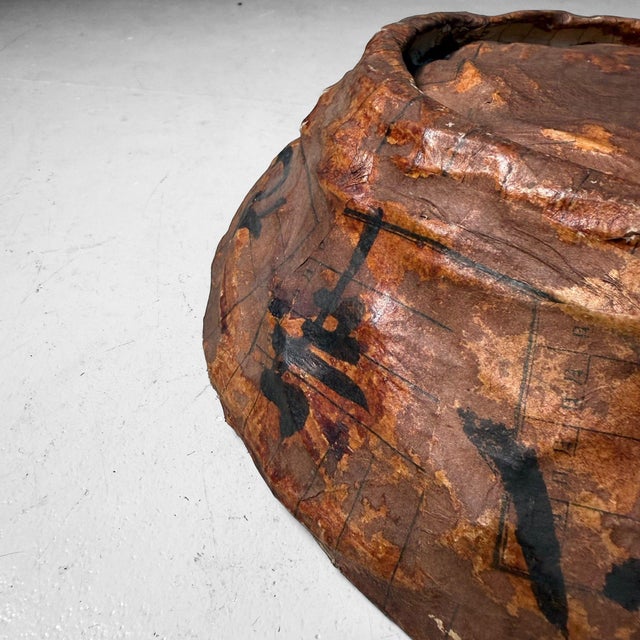 Japanese Bamboo Basket with Washi and Calligraphy, 1950s For Sale - Image 6 of 14