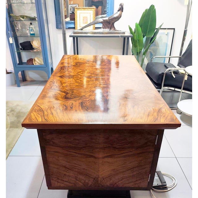 Vintage Burl Walnut Desk, 1930s For Sale - Image 10 of 17