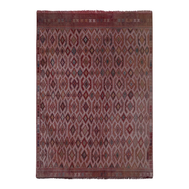 Vintage Turkish Jajim Kilim Rug 5'9'' X 8'2'' For Sale