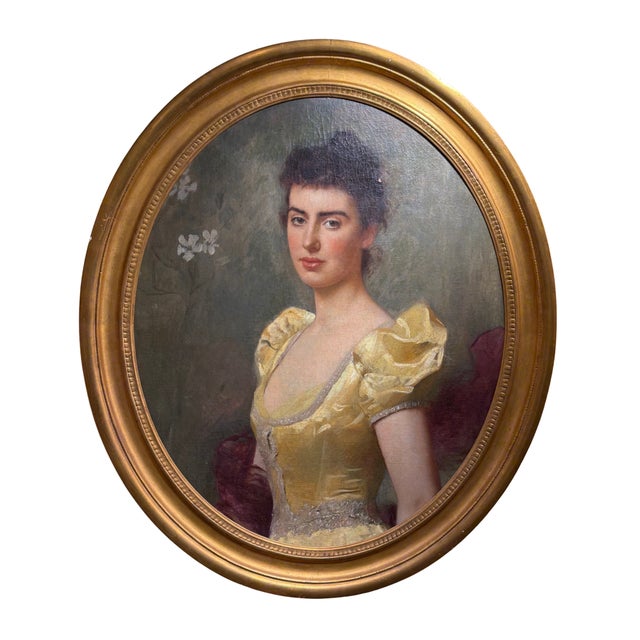 A luminous late 19th‑century oil on canvas portrait attributed to American artist Sergeant Kendall. The young woman,...