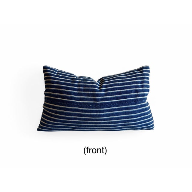 12"x 19" Mali Indigo Stripe Small rectangular remnants front and back, of a larger Indigo and white striped cotton from...