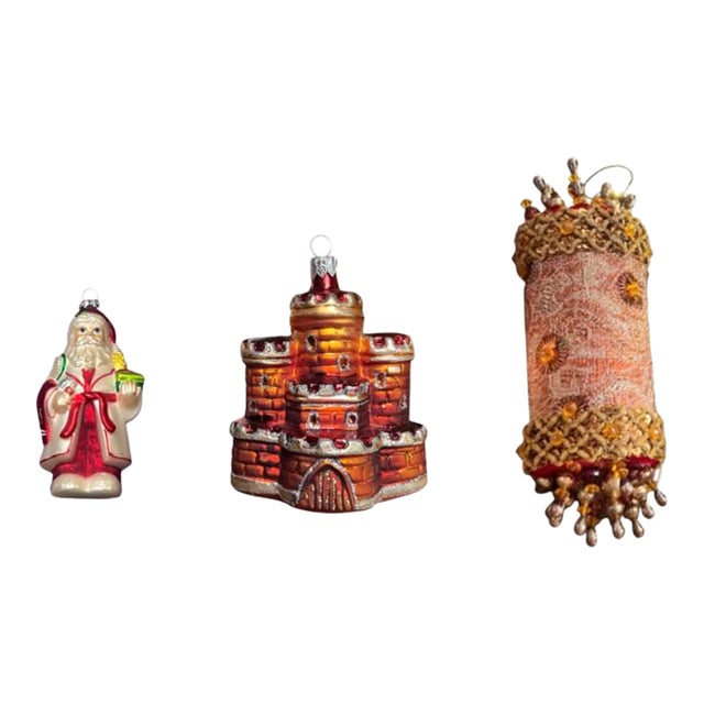 1960s Vintage Glass Blown and Push Pin Ornaments For Sale