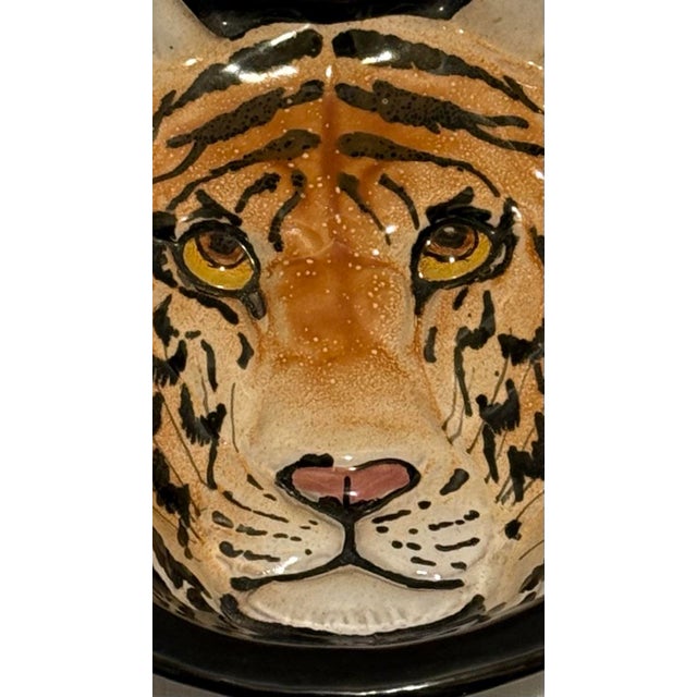 Step into the world of vintage charm with this stunning Mid-Century Italian Tiger Face Pottery Ashtray Catchall. Crafted...