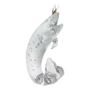 Large Steuben Art Glass Figurine of a Trout & 18k Gold Fly by James Houston Model No. 2011