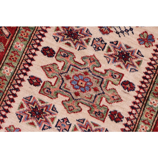1990s Tribal Super Kazak Beige/Red Wool Rug - 2'0'' X 2'11'' For Sale - Image 5 of 10