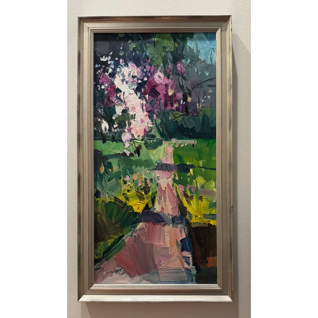 Abstract Expressionism 2022 Oil Post-Impressionist Jose Trujillo Original Garden Path, Framed in Plein Air For Sale - Image 3 of 8