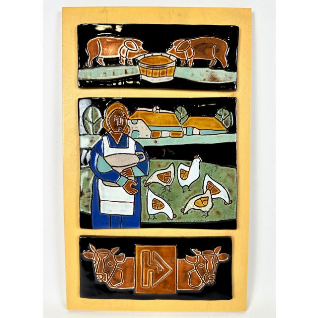 Vintage Dutch Wall Tile Tableau by Henk Potters for Ceramics Oisterwijk, 1970s, in Flawless conditions. Designed 1970 to...