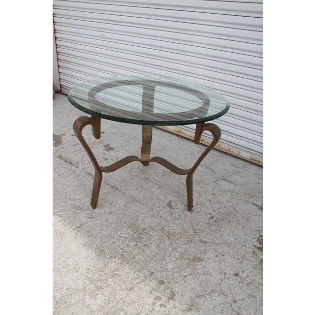 Hollywood Regency Hollywood Regency Round Metal Coffee Table With Glass Top For Sale - Image 3 of 6