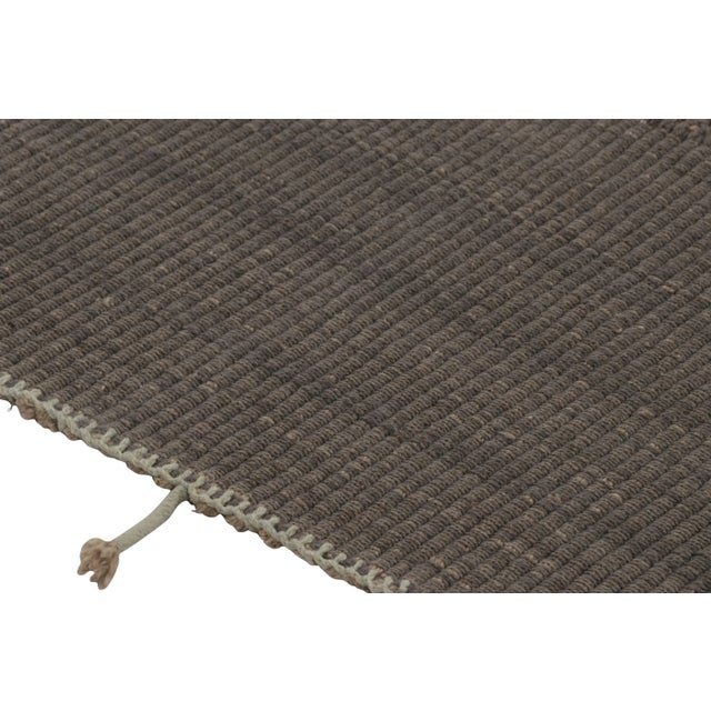 Rug & Kilim Rug & Kilim's Accent Kilim, Gray Textural Stripes With Beige Accents For Sale - Image 4 of 8