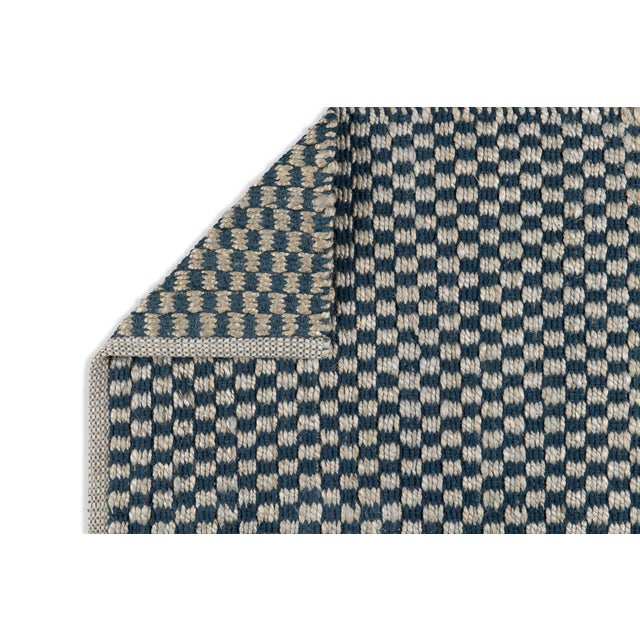 Part & Parcel Goods Textured Check Rug, 5'x8', Sky Blue and Sapphire For Sale - Image 4 of 4