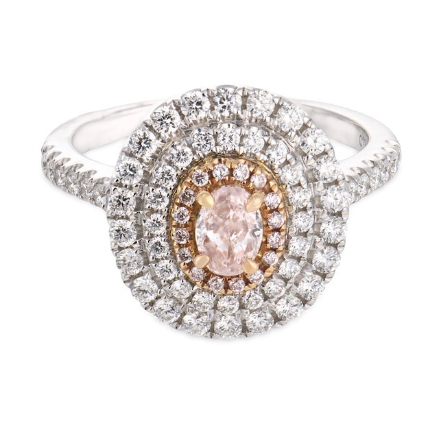 Contemporary Contemporary Pink Diamond 18k White and Rose Gold Ring, Size 6.5 For Sale - Image 3 of 5