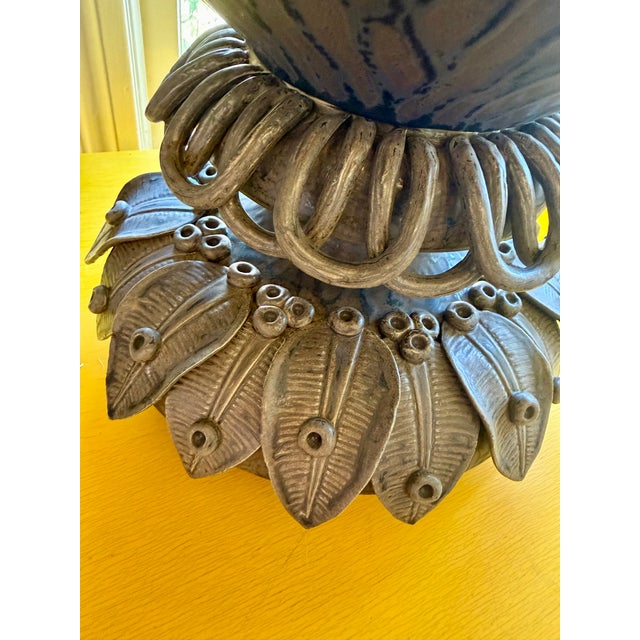 Arteriors Home 1980s Barry Dixon Large Foliage Urn Lamp For Sale - Image 4 of 17