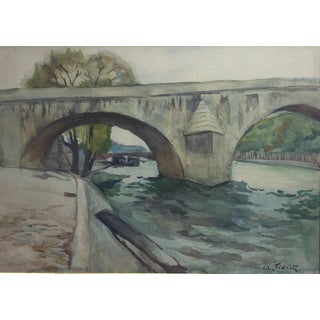 André Fidrit, Le Pont Royal in Paris, 1900, Watercolor For Sale