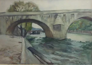 André Fidrit, Le Pont Royal in Paris, 1900, Watercolor