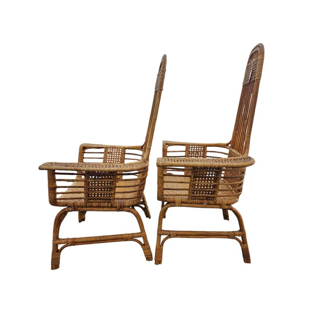 Mid-Century Modern Pair of Wicker Chairs Form 1960 Attributed to Russel Wright For Sale - Image 3 of 11