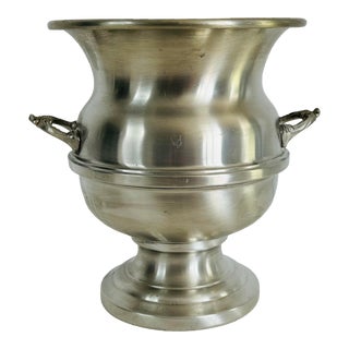 Vintage 1960s Pewter Handled Champagne Ice Bucket For Sale