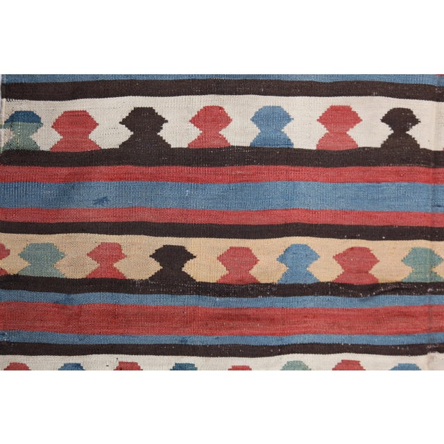 Sky Blue Antique Shirvan Kazak Kilim – Caucasian Flatweave Late 19th Century 5' X 6' 1'' For Sale - Image 8 of 16