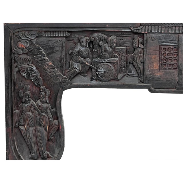 Chinese Vintage Dimensional Relief Scenery Carving Wood Wall Art For Sale - Image 4 of 6