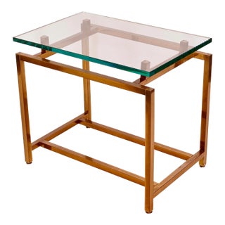 Mid 20th Century Mid Century Modern Eichholtz Stlye Glass and Brass End Table For Sale