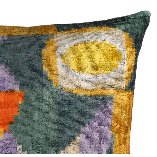 Sailing Silk Velvet Ikat Throw Pillow Cover, 20 X 20 For Sale - Image 4 of 5