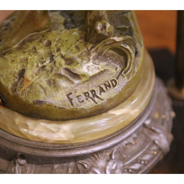 19th Century French Spelter Figural Lamp “Coup De Soleil” Signed Ferrand For Sale In Dallas - Image 6 of 13