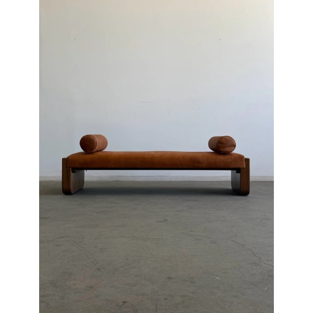 W76 D24.5 H25 SH17 Height without pillow 17 La Luna Daybed fully handcrafted in house. Solid oak legs in a medium dark...