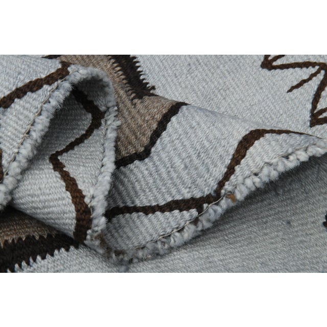 1970s 1970s Vintage Turkish Oushak Handmade Wool Cotton Blue Runner Rug For Sale - Image 5 of 11