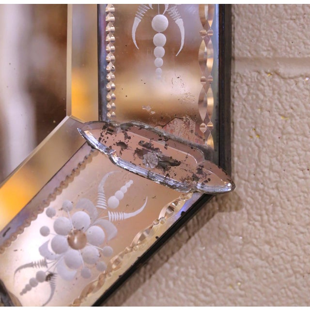 Early 20th Century Venetian Murano Style Beveled Etched Mirror For Sale - Image 9 of 10
