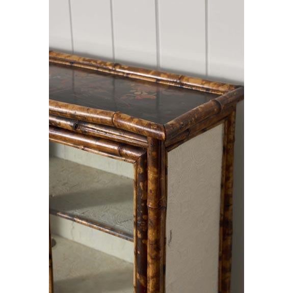 19th Century Tortoise Bamboo 2-Door Glass Front Cabinet For Sale - Image 9 of 10